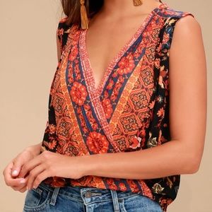 Free people Havana Floral Wrap Tank top